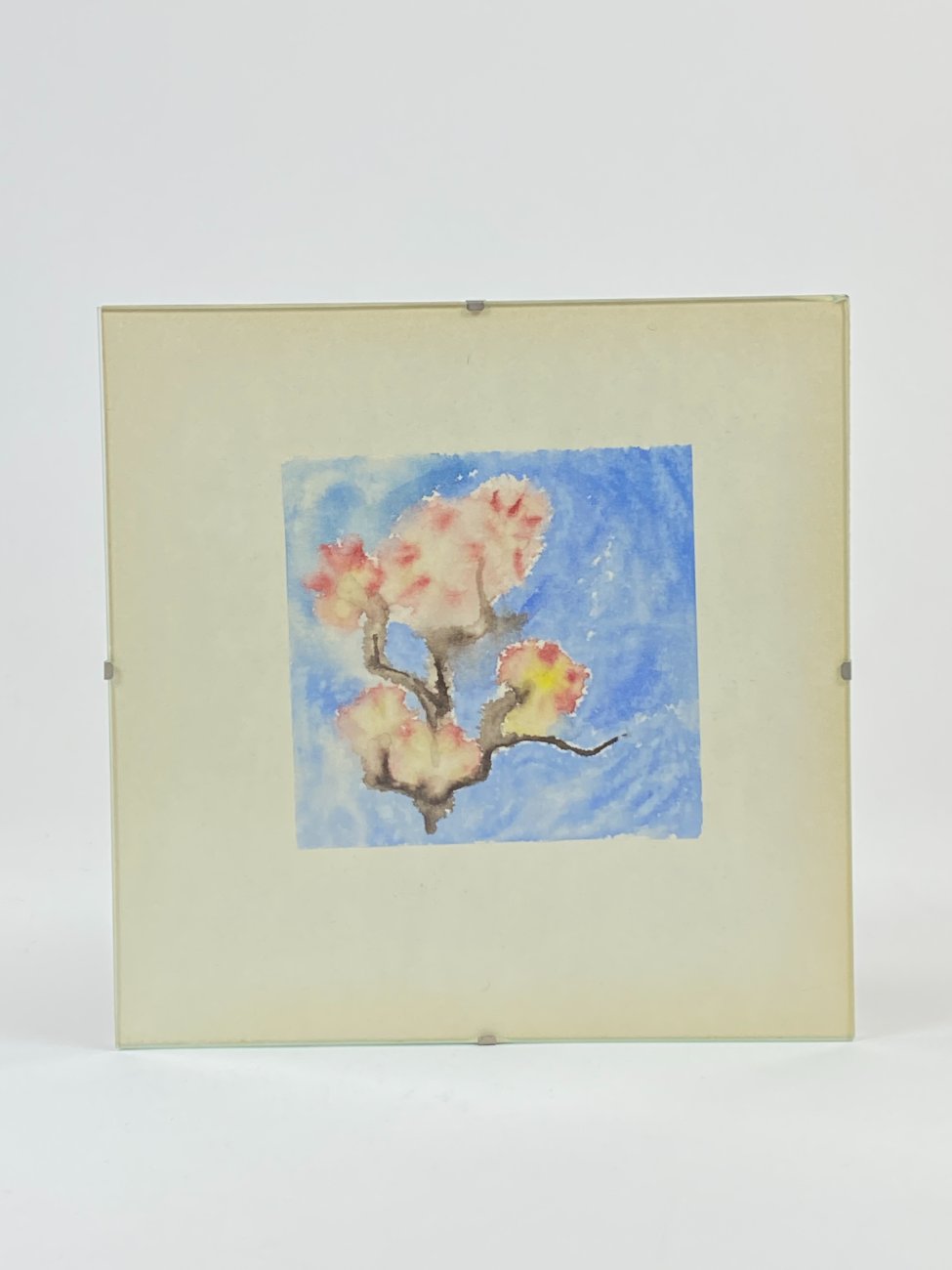 HN1174-gamtos-peizazai-1 Įstiklintas akvarele tapytas darbas “Vyšnios žydėjimas” 1x20x20x cm