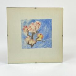 Įstiklintas akvarele tapytas darbas “Vyšnios žydėjimas” 1x20x20x cm