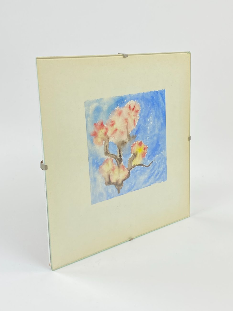 HN1174-gamtos-peizazai-3 Įstiklintas akvarele tapytas darbas “Vyšnios žydėjimas” 1x20x20x cm