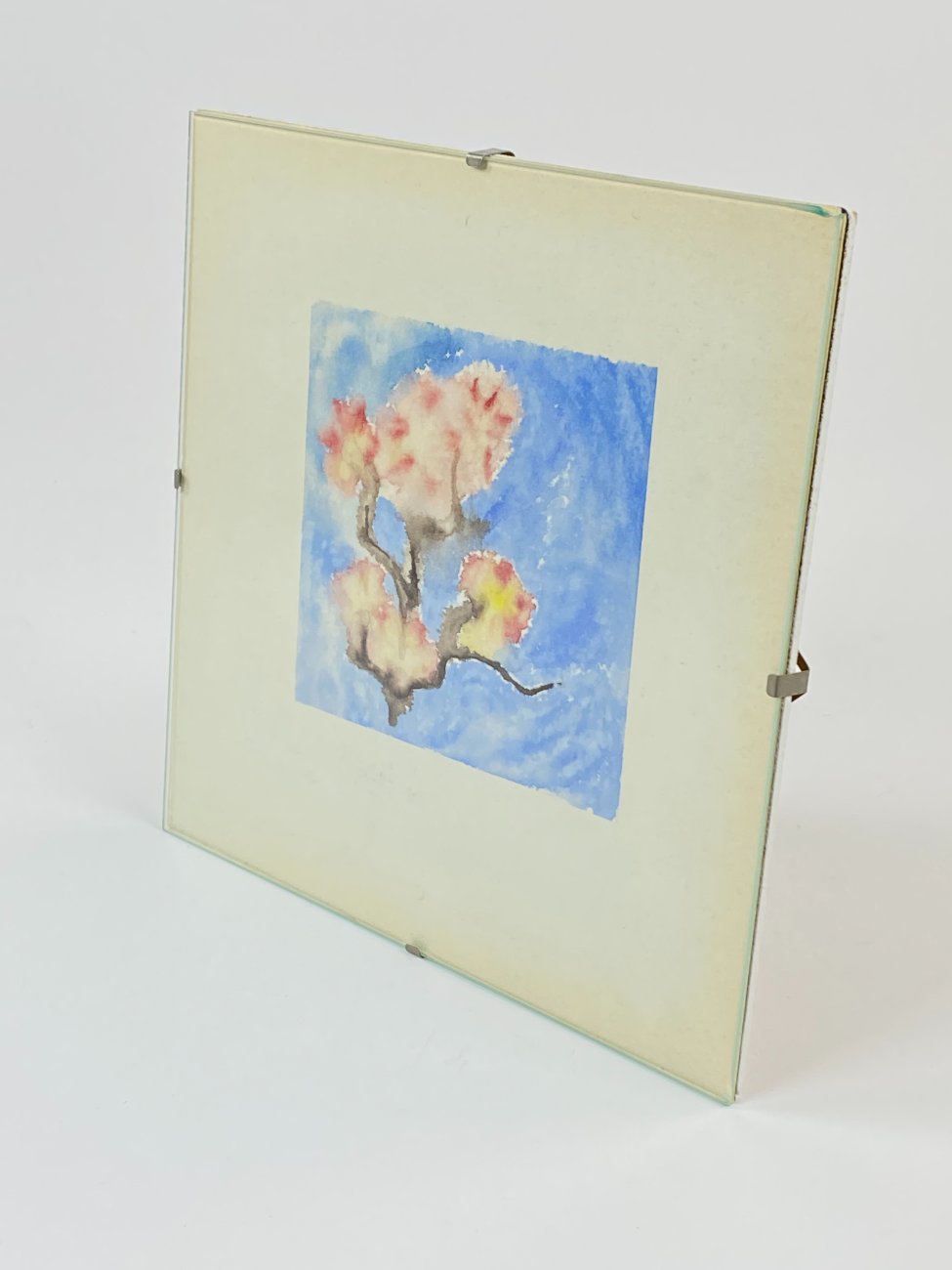 HN1174-gamtos-peizazai-4 Įstiklintas akvarele tapytas darbas “Vyšnios žydėjimas” 1x20x20x cm