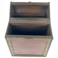 Medžio ir eko odos dėžė – skrynia trims vyno buteliams 15×28,5×37 cm