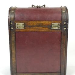 Medžio ir eko odos dėžė – skrynia trims vyno buteliams 15×28,5×37 cm