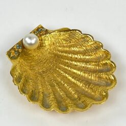 Angliška “Mirella” kriauklės formos, aukso spalvos lėkštelė 8×7,5×2 cm