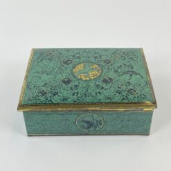 Vintažinė skardinė dėžutė su žirgų ir erelių atvaizdais 12,5x16x5,5 cm