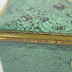 Vintažinė skardinė dėžutė su žirgų ir erelių atvaizdais 12,5x16x5,5 cm