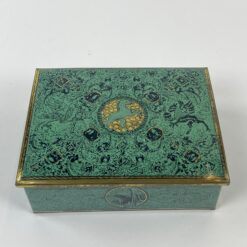 Vintažinė skardinė dėžutė su žirgų ir erelių atvaizdais 12,5x16x5,5 cm