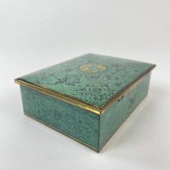 Vintažinė skardinė dėžutė su žirgų ir erelių atvaizdais 12,5x16x5,5 cm