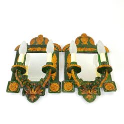 Dviejų šakų sieniniai šviestuvai su veidrodžiais 2 vnt. kompl. 10x26x44 cm