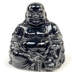 Keramikinė juodos spalvos statula “Besijuokiantis Buda” 14x17x17,5 cm