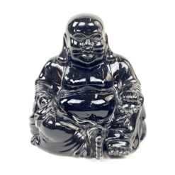 Keramikinė juodos spalvos statula “Besijuokiantis Buda” 14x17x17,5 cm