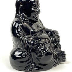 Keramikinė juodos spalvos statula “Besijuokiantis Buda” 14x17x17,5 cm