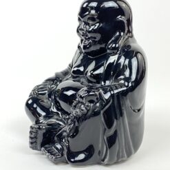 Keramikinė juodos spalvos statula “Besijuokiantis Buda” 14x17x17,5 cm