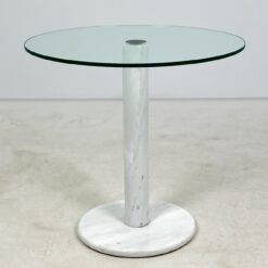 Apvalus stiklinis staliukas su marmurine koja 75x75x71,5 cm