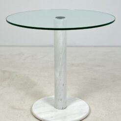 Apvalus stiklinis staliukas su marmurine koja 75x75x71,5 cm