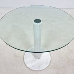 Apvalus stiklinis staliukas su marmurine koja 75x75x71,5 cm