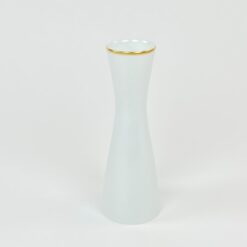 Porcelianinė “Rosenthal” balta vaza su aukso spalvos apvadu 8x8x22,5 cm