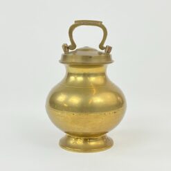 Metalinis, žalvariu dengtas puodas su dangčiu “Gangajali” 10x10x13 cm