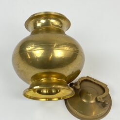 Metalinis, žalvariu dengtas puodas su dangčiu “Gangajali” 10x10x13 cm