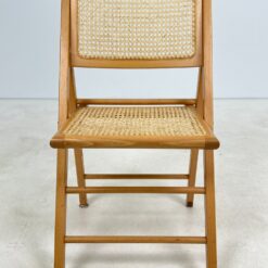 Medinė sulankstoma kėdė su ratano atlošu ir sėdimąja 50x44x82 cm, 46 cm