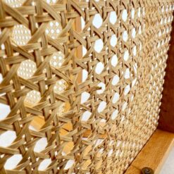 Medinė sulankstoma kėdė su ratano atlošu ir sėdimąja 50x44x82 cm, 46 cm