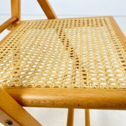 Medinė sulankstoma kėdė su ratano atlošu ir sėdimąja 50x44x82 cm, 46 cm