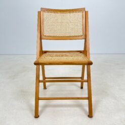 Medinė sulankstoma kėdė su ratano atlošu ir sėdimąja 50x44x82 cm, 46 cm