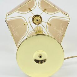 Aukso spalvos metalinis stalinis šviestuvas stikliniu gaubtu 30x30x52 cm