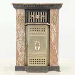 Art Nouveau stiliaus židinio apdaila iš marmuro ir metalo 51x93x125 cm