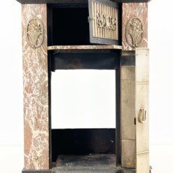 Art Nouveau stiliaus židinio apdaila iš marmuro ir metalo 51x93x125 cm