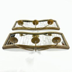 Sieninės trijų šakų žvakidės su veidrodžiais 2 vnt. komplektas 13x52x27 cm