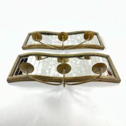 Sieninės trijų šakų žvakidės su veidrodžiais 2 vnt. komplektas 13x52x27 cm