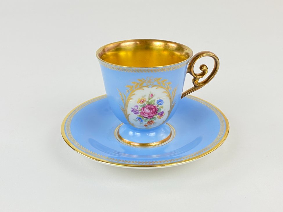 DM0224-puodeliai-2 Porcelianiniai Tirschenreuth puodelis 80 ml ir lėkštutė 2 vnt. komplektas