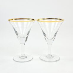 Stiklinės taurelės su aukso spalvos apvadu 2 vnt. kompl. po 80 ml 7,5x7,5x11 cm