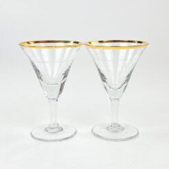 Stiklinės taurelės su aukso spalvos apvadu 2 vnt. kompl. po 80 ml 7,5×7,5×11 cm