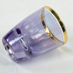 Stiklinė violetinės spalvos taurelė su aukso spalvos apvadu 50 ml 4x4x5 cm