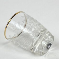 Stiklinė taurelė su ornamentais ir aukso spalvos apvadu 60 ml 4,5×4,5×6 cm