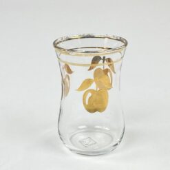 Stiklinė stiklinaitė su aukso spalvos obuolių atvaizdais 90 ml 5x5x7,5 cm