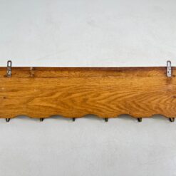 Ąžuolinė sieninė kabykla su šešiais žalvariniais kabliukais 18x105x29 cm