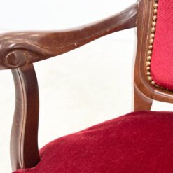 Raudonmedžio krėslas su raudonu gobelenu 53x59x90 cm, 47 cm