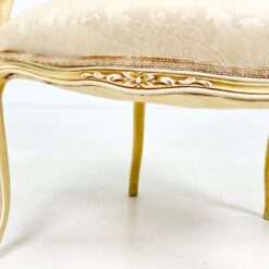 Medinis šviesus krėslas su kreminės spalvos gobelenu 62x60x87 cm, 46 cm