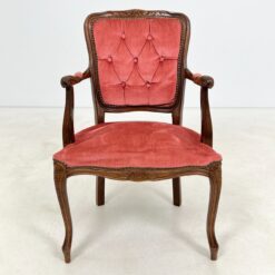 Riešutmedžio krėslas su rausvo atspalvio gobelenu 60x56x86 cm, 44 cm