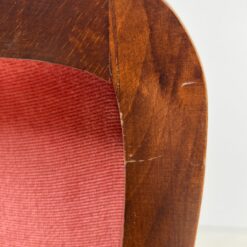 Riešutmedžio krėslas su rausvo atspalvio gobelenu 60x56x86 cm, 44 cm