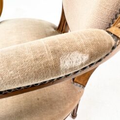 Riešutmedžio krėslas su šviesiai rudos spalvos gobelenu 56x58x87 cm, 41 cm