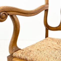 Ąžuolinis krėslas pinta šiaudų sėdimąja dalimi 63x61x99 cm, 47 cm