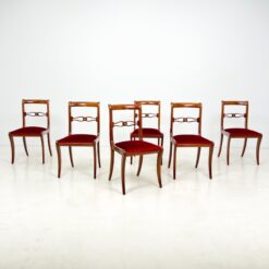 Raudonmedžio kėdės su raudonu gobelenu 6 vnt. komplektas 53x47x89 cm, 50 cm