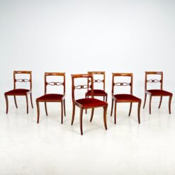 Raudonmedžio kėdės su raudonu gobelenu 6 vnt. komplektas 53x47x89 cm, 50 cm