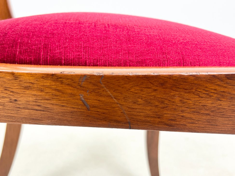 DP0161-kedes-13 Raudonmedžio kėdės su raudonu gobelenu 6 vnt. komplektas 53x47x89 cm, 50 cm