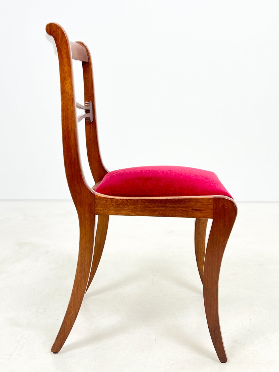 DP0161-kedes-4 Raudonmedžio kėdės su raudonu gobelenu 6 vnt. komplektas 53x47x89 cm, 50 cm