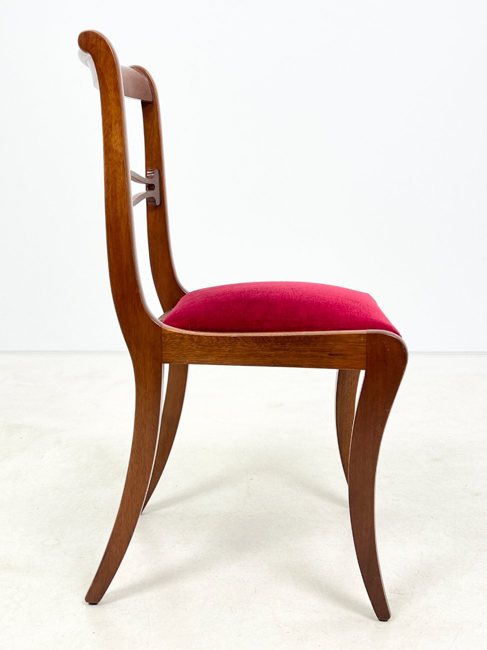 DP0161-kedes-5 Raudonmedžio kėdės su raudonu gobelenu 6 vnt. komplektas 53x47x89 cm, 50 cm