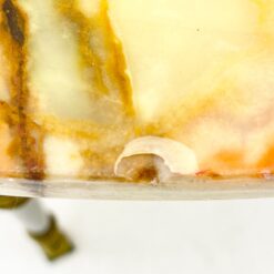 Apvalus žalvarinio rėmo staliukas su onikso stalviršiumi 85,5×85,5×48,5 cm